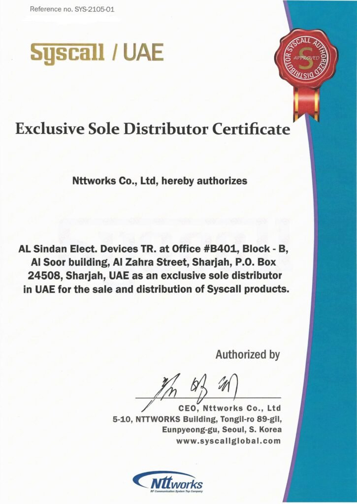 Scan_Exclusive Sole Distributor Certificate_Sindan_UAE