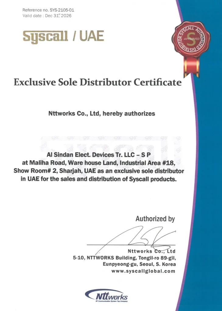Exclusive Sole Distributor Certificate_Sindan_UAE_260805